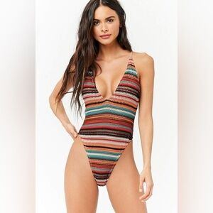 Crochet one piece swimsuit multicolor size M